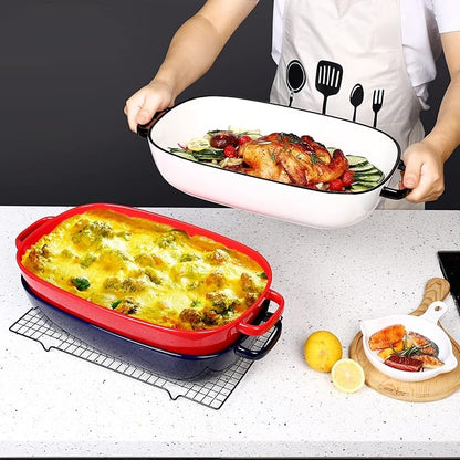 4.5 Quart Ceramic Baking Dish,Serving Bakeware for Casserole,Lasagna,Gratin,Broiling,Roasting,and Baking.Large Deep 14x10x3.11 inches Pan,Safe for Oven Microwave Refrigerator Disinfection Cabinet and - Image 3