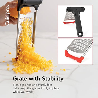 CUISIPRO Surface Glide Technology Stainless Steel Folding Handle Grater, Coarse