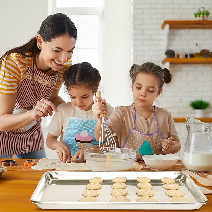 KITCHENATICS Jelly Roll Size Baking Sheet Pans, Commercial Quality Aluminum Cookie Sheets for Roasting & Baking, Rimmed Nonstick Sheet Pans - Warp Free, Durable & Easy Clean - 10.6 x 15.6 IN, Set of 2