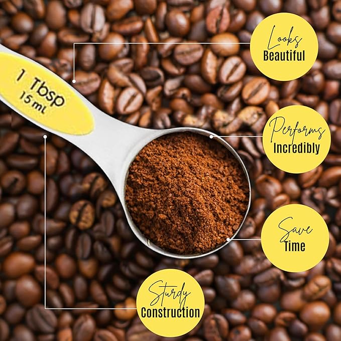 Magnetic Measuring Spoons Set of 9 Stainless Steel Dual-Sided Stackable Measuring Spoon Nesting Teaspoons Measuring Dry and Liquid Ingredients, Fits in Spice Jars Set of 9 (Yellow) - Image 4