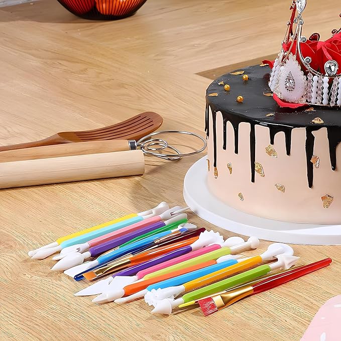 9-Piece Fondant Sculpting Tool Set - Plastic Cake Decorating Pens for Flower Modeling & Baking - Image 4