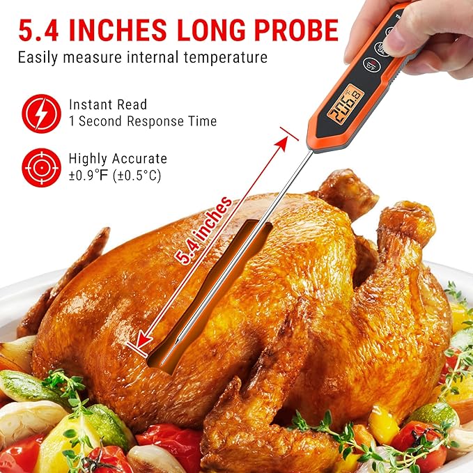TempPro TP15H Waterproof Instant Read Meat Thermometer for Cooking, Digital Food Thermometer with Backlight & Calibration, Cooking Thermometer for BBQ (Previously ThermoPro) - Image 2