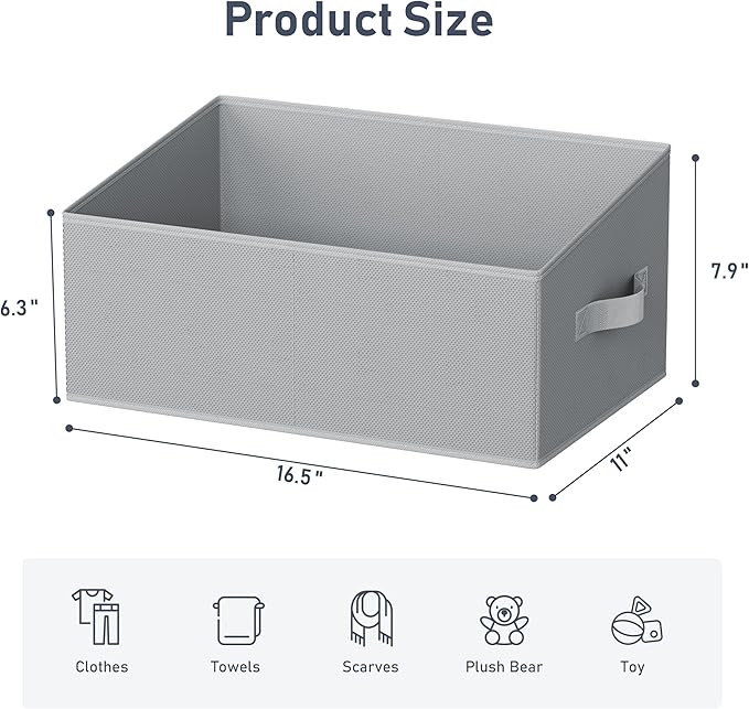 DIMJ Closet Storage Bins 6 Pack - Fabric Storage Baskets for Shelves, Large Clothes Organizers with Handles, Trapezoid Shelf Organization Storage Cubes for Purse, Toys, Books, Towel, Clothes - Image 2