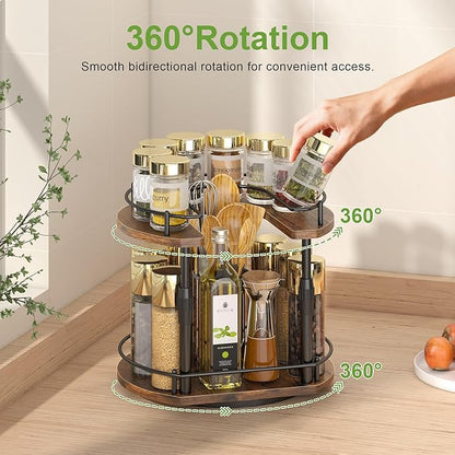 Across-Star Lazy-Susan-Spice-Rack -Organizer For Cabinet With Adjustable Height, 12 inch Rotating Seasoning Holder Spice Organization For Pantry, 2-Tier Kitchen Counter Shelf Countertop Organizer - Image 6