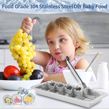 Stainless Steel Ice Cube Trays for Freezer, 18-Slot Vintage Inspired Design Metal Ice Cube Trays with Removable Tray, Easy Release Handle, Dishwasher Safe for Bars, Kitchens & Frozen Foods