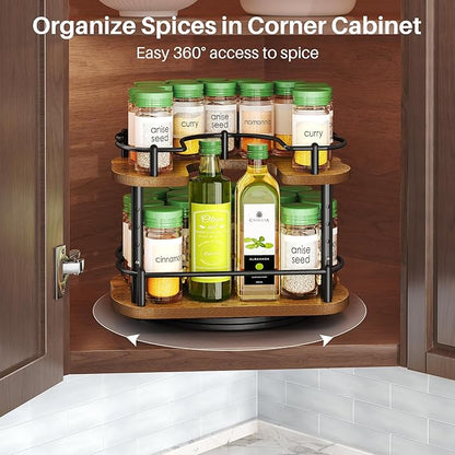 Spice Rack Organization for Cabinet - Height Adjustable Rotating Lazy Susan Organizer, Spice Organizer Fits Cabinets Wide＞ 11 inches, Clearance Height ＞10.5 inches - Image 4