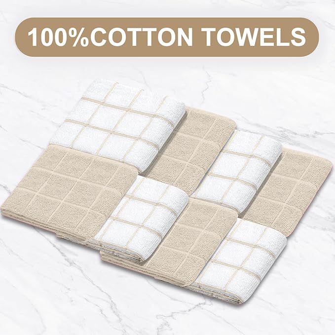 Oven Mitts Pot Holders Sets/Kitchen Towels and Dishcloths, Oven Gloves Kitchen Dish Towels 500 Degree Heat Resistant Potholders with Non-Slip Silicone Surface for Cooking, Grilling, Baking-Milkshake - Image 5