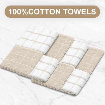 Oven Mitts Pot Holders Sets/Kitchen Towels and Dishcloths, Oven Gloves Kitchen Dish Towels 500 Degree Heat Resistant Potholders with Non-Slip Silicone Surface for Cooking, Grilling, Baking-Milkshake - Image 5