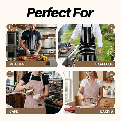 2Pack Adjustable Kitchen Apron for Women Men with 2 Pockets，Cotton-Polyester Blend Bib Aprons for Cooking,Baking - Image 7