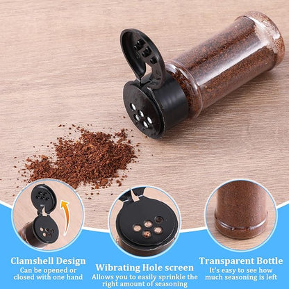 50 Pcs Clear Plastic Spice Jars with Black Shaker Lids Plastic Spice Bottles 3.3 Oz/100ml Empty Seasoning Containers for Powders, and Spices
