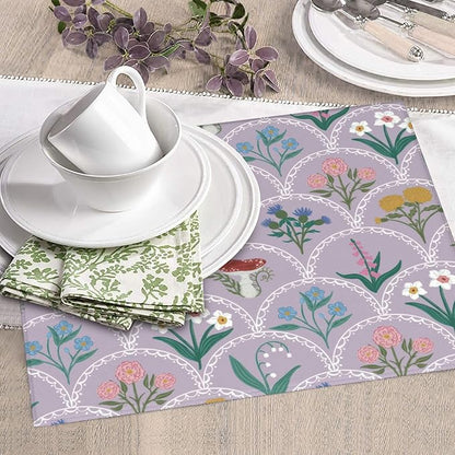 Vintage Flowers Dish Drying Mat 16x18 Inch, Microfiber Absorbent Fast Dry Mat Mushroom Floral Large Dish Mat Drying Kitchen Mat, Kitchen Drying Pad for Kitchen Counter Coffee Bar Decor Gifts