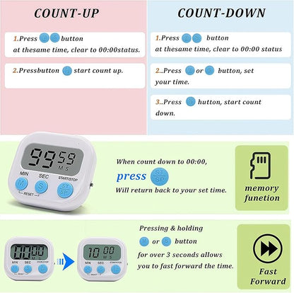 12 Pack Multi-Function Electronic Timer - Kitchen Timer,Magnetic Digital Timers,Big LCD Display, ON/Off Switch,Extensively Use in Cooking,Gym, Meeting, Classroom,Kitchen,Study,Work,Outdoor Activities