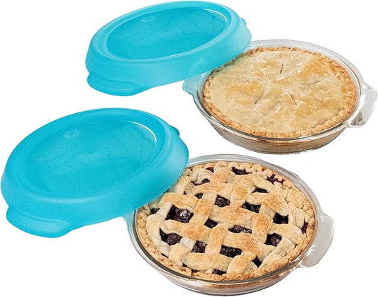 Libbey Baker’s Premium 2 Piece Glass Pie Plate, Stackable, Space Saving Casserole Dish Set with Lids, Glass Baking Dish Set for Fruit Pies, Quiches by Libbey
