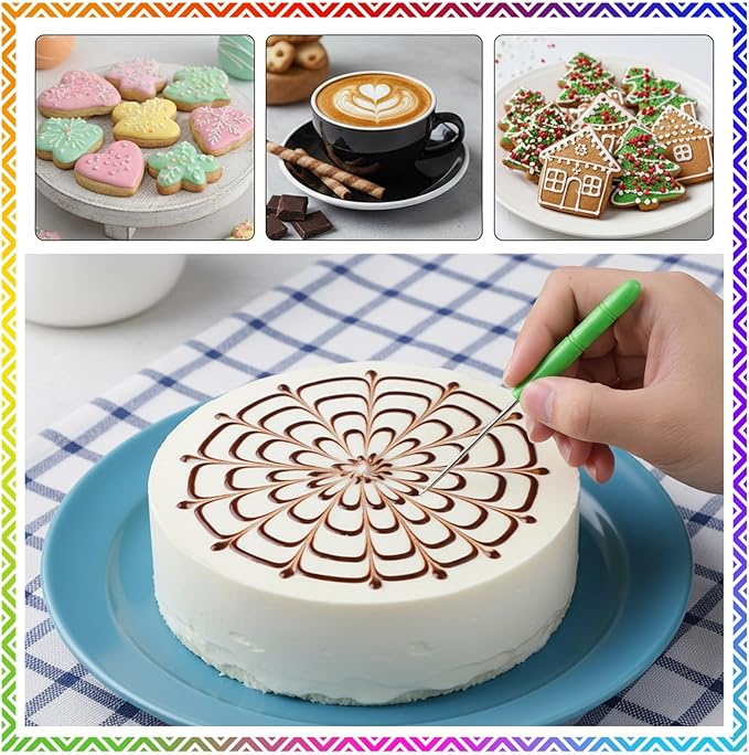 TIESOME 24Pcs Sugar Stir Needle Scriber Needle Biscuit Icing Pin DIY Baking Pin Stainless Steel Pin Cake Decorating Needle Tool