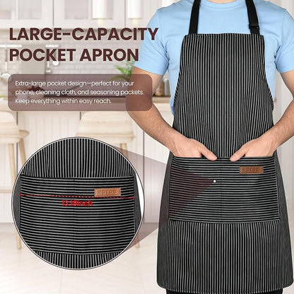 Serrenf 2 Pack Apron, Cooking Kitchen Aprons, Adjustable Bib Apron with 2 Pockets for Men Women Chef Apron - Image 2