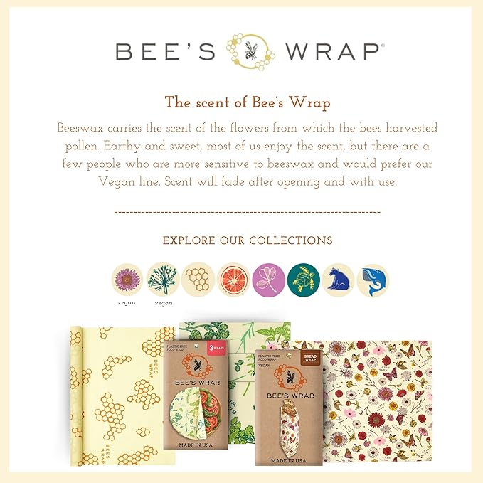 Bee's Wrap Beeswax Wraps for Food - Cut to Size 14x52" Beeswax Wrap Roll - Plastic Free Made in USA Reusable Natural Food Wrap - Botanical - Image 9