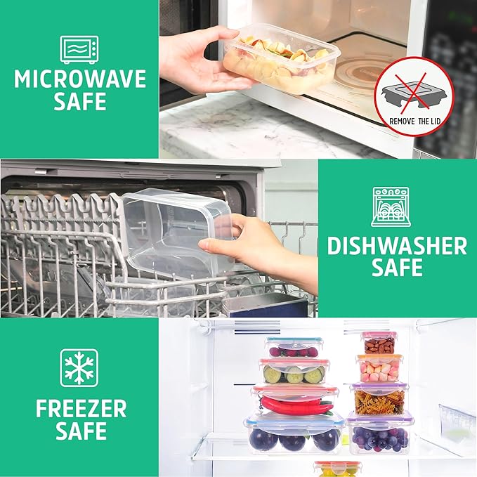 RockBerry 46 PCS Food Storage Containers with Lids Airtight- Plastic Container for Pantry Kitchen Organization-Microwave Dishwasher,Freezer Safe 100% Leak Proof (23 Stackable Boxes-23 Lids) - Image 6