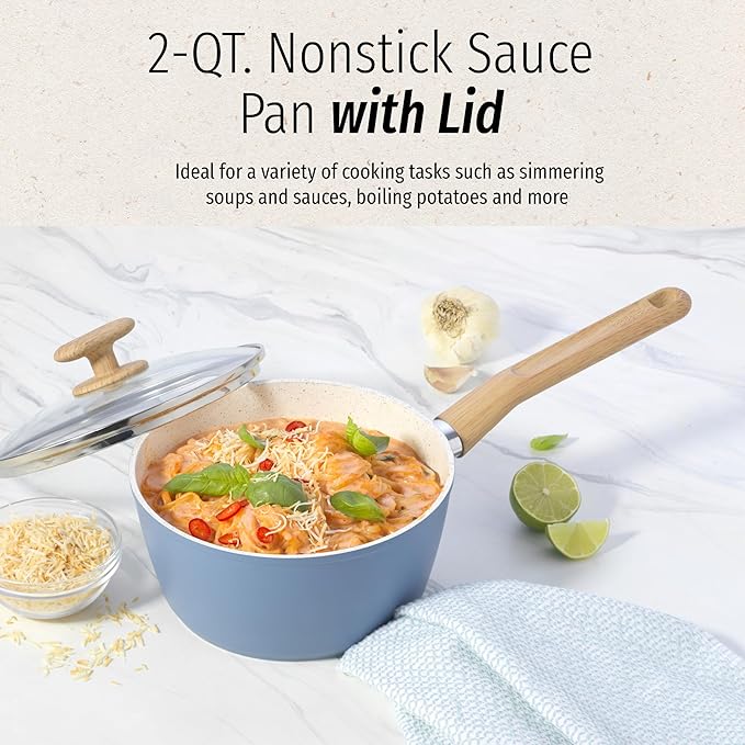 GoodCook Healthy Ceramic Titanium-Infused 2 Quart Saucepan with Lid, Light Blue – Induction Cookware, Nonstick Cooking Pan, Food Cooker for Soups, Sauces, Potatoes, Pasta, Rice - Image 2