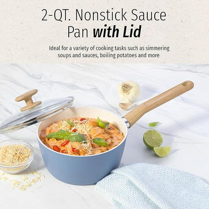 GoodCook Healthy Ceramic Titanium-Infused 2 Quart Saucepan with Lid, Light Blue – Induction Cookware, Nonstick Cooking Pan, Food Cooker for Soups, Sauces, Potatoes, Pasta, Rice - Image 2
