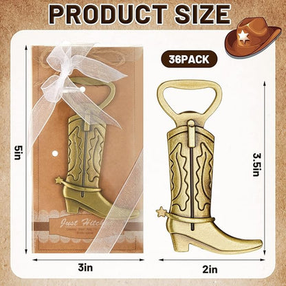 Hortsun 36 Sets Cowboy Boot Bottle Openers Baby Shower Bottle Opener Favors for Guest Party Bottles Opener Gifts Bulk for Baby Shower Wedding Birthday Party Favor Decoration Supplies(Bronze)