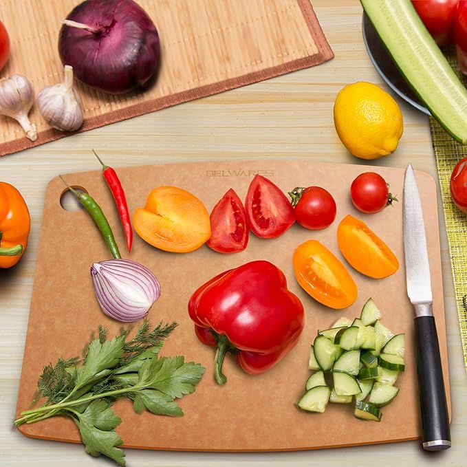Dishwasher Safe Cutting Boards for Kitchen - Extra Large Composite Wood Cutting Boards - Thin, BPA Free & Eco-Friendly Chopping Board (18 x 12 Inch, Natural) - Image 7