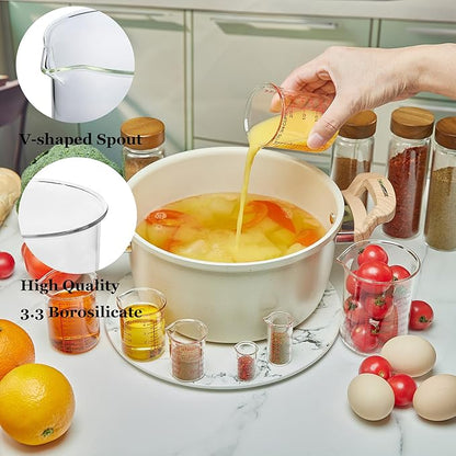 Ackers 7-Piece Glass Measuring Cup Set, Borosilicate Beaker Style Nesting Liquid Measuring Cups - Image 2
