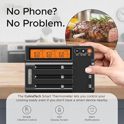 750ft Wireless Meat Thermometer Long Range for Smoker, BBQ & Rotisserie, 3 Probes Smart Bluetooth Thermometer Dual Sensor Waterproof Probe with LCD Base Station Display & App Control - Image 4