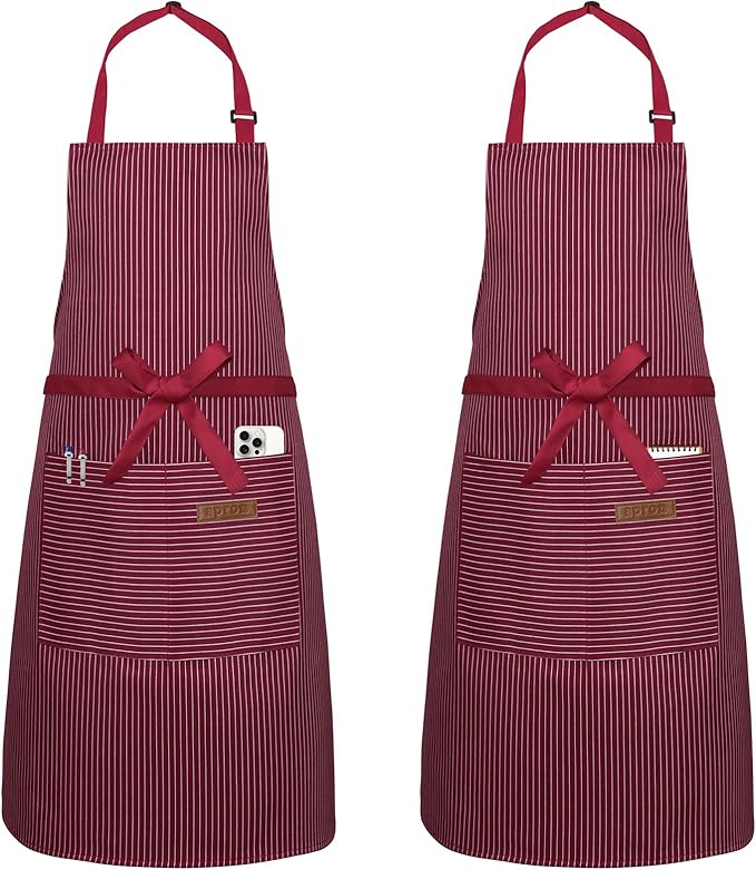Serrenf 2 Pack Apron, Cooking Kitchen Aprons, Adjustable Bib Apron with 2 Pockets for Men Women Chef Apron by serrenf