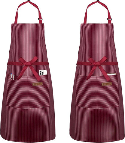 Serrenf 2 Pack Apron, Cooking Kitchen Aprons, Adjustable Bib Apron with 2 Pockets for Men Women Chef Apron by serrenf