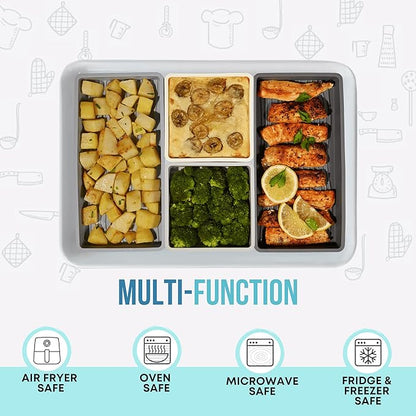 Sandunes Silicone Sheet Pan Dividers for Cooking & Meal Prep - Nonstick Bakeware Sets - 4 Silicone Baking Sheet Dividers for Oven, Air-fryer, Microwave & Dishwasher-Safe