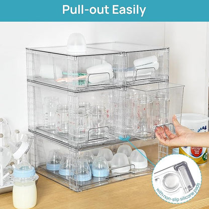 Vtopmart Clear Stackable Storage Drawers Set of 5, Easily Assemble Acrylic Bathroom Undersink Organizers,Plastic Storage Bins for Closet,Cabinet,Pantry,Medicine Organization - Image 5