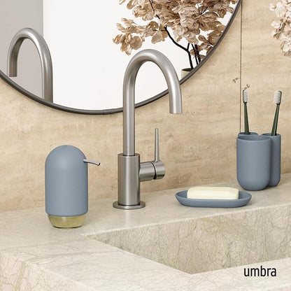 Umbra Touch Hand Soap Dispenser, Plastic Liquid Pump Bottle, Durable and Refillable for Bathroom or Kitchen Sink, Slate Blue - Image 2