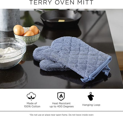 DII Basic Terry Collection 100% Cotton Quilted, Oven Mitt, Sage, 2 Piece