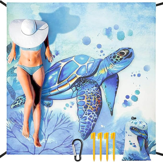HIHOHO Beach Blanket Waterproof Sandproof Extra Large Beach Mat 79" X 83"/120"x108"for 1-8 Adults Quick Drying Durable Outdoor Picnic Mat for Beach Travel Camping Hiking