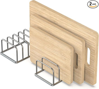 KORRTFID Cutting Board Holder, 2PSC Cutting Board Organizer Rack, 304 Stainless Steel Cookie Sheet Baking Pan and Tray Organizer for Kitchen Cabinet and Pantry Storage (1.0 Inch Width Slots) by KORRTFID