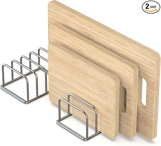 KORRTFID Cutting Board Holder, 2PSC Cutting Board Organizer Rack, 304 Stainless Steel Cookie Sheet Baking Pan and Tray Organizer for Kitchen Cabinet and Pantry Storage (1.0 Inch Width Slots) by KORRTFID