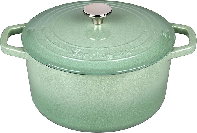 VORRINGARD Enameled Cast Iron Dutch Oven Pot with Lid, for Bread Baking, Round Bread Oven- include Sourdough Bread Baking Supplies Set, 6QT, Sage Green - Image 4