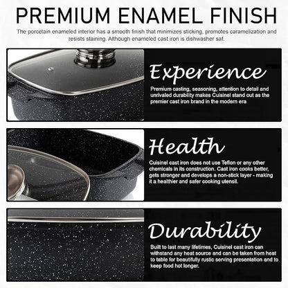 Moss & Stone 6 Quart Oval Roaster Pot with Lid, 12"x8.3" Die Cast Aluminum Chicken Roaster, Induction, Gas & Ceramic Cooktop Compatible, Hard Anodized Nonstick Roasting Pan With Lid, Oven Safe
