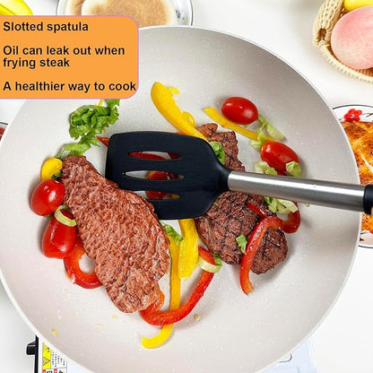 KLAQQED Spatula Set Silicone Heat Resistant for Nonstick Cookware Rubber Silicone Spatula Turner Fish, Large Nonstick Plastic Egg Wok Spatula for kitchen use Cooking Utensils Set - Image 3