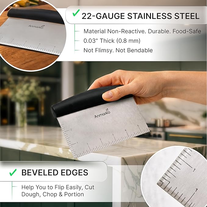 Stainless Steel Metal Griddle Scraper Chopper - Great as Dough Cutter for Bread and Pizza Dough - Multipurpose Kitchen Utensil for Flat Top Griddle - Commercial Quality - Image 2