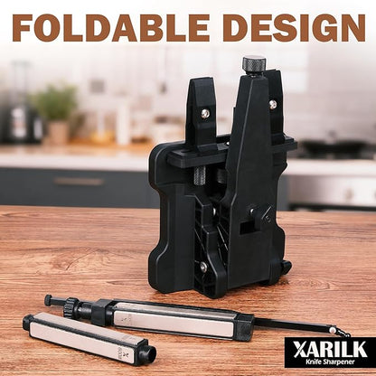 Portable Folding Knife Sharpener XAR-FS1, Adjustable Angle Sharpening System with 240#, 400#, 800#, 2000# Diamond Stone Set for Pocket, Hunting, Kitchen & Serrated Knives - Image 3