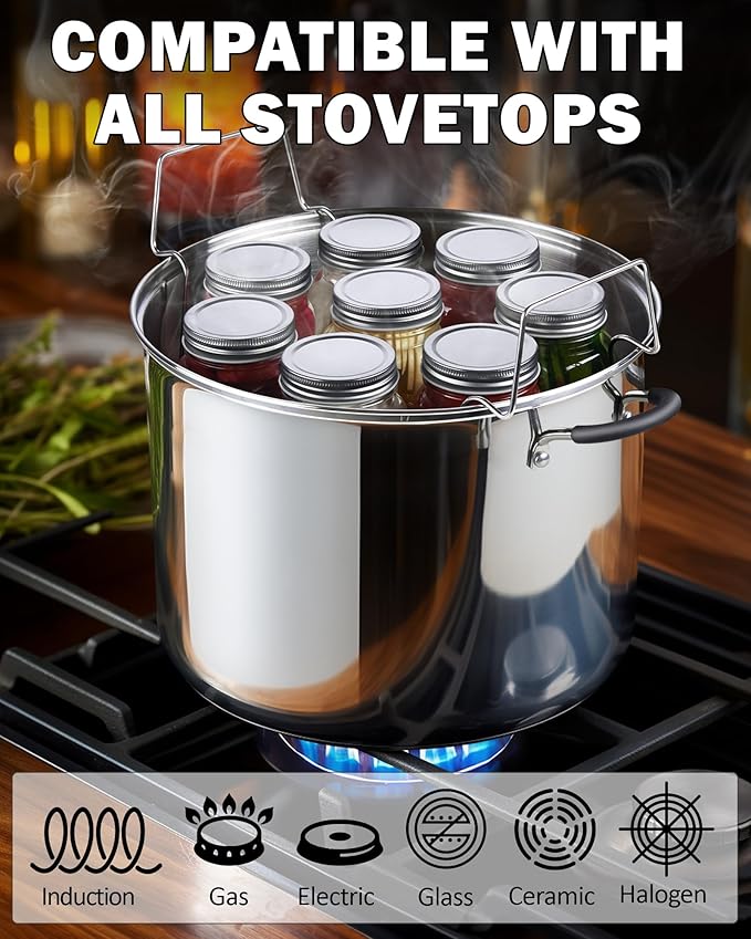 Cook N Home Water Bath Canner with Jar Rack & Glass Lid, Professional Stainless Steel Canning Pot 20 Quart, with Stay-Cool Handles, Multiuse Pot, Induction Capable - Image 4