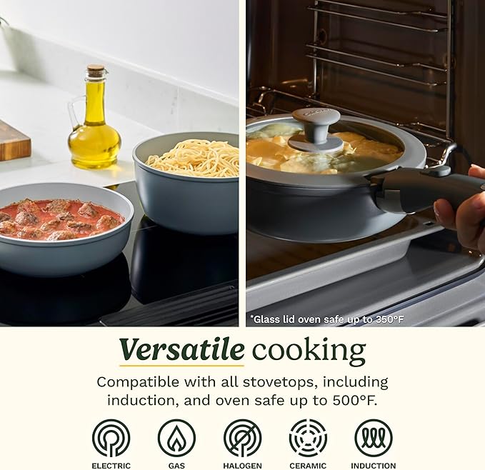 Cuisinart 13-Pc, ClickSmart Nonstick Detachable Handle Ceramic Cookware, Pots and Pans Set, Stackable Space-Saving Design, Compatible with All Stovetops, Induction & Oven Safe, PURELYCERAMIC - Image 7