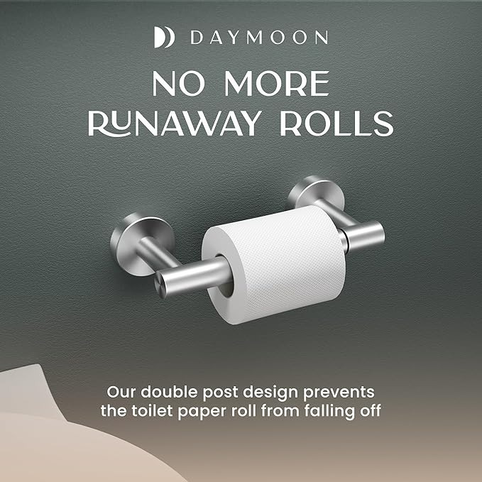 Day Moon™ - Toilet Paper Holder - Modern Roll Holder for Bathroom - 1 Pack - Wall Mount - Classic, Brushed Nickel - Image 7