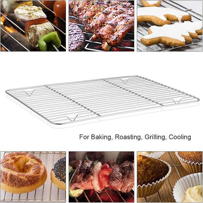 P&P CHEF 16 + 12.5 + 10.4 + 9 Inch Baking Sheet and Rack Set, 8Pcs Stainless Steel Cookie Sheets Oven Baking Pans Trays with Cooling Racks for Cooking, Oven & Dishwasher Safe, Pans with Wire Racks - Image 5