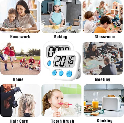 ZILLEEN Kitchen Timer Digital with Magnetic Back for Kids Classroom, White 12 Pack - Image 5