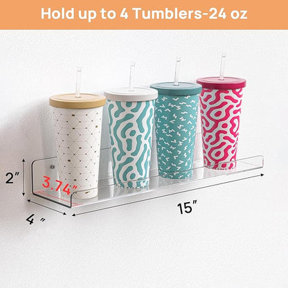 upsimples Acrylic Shelves for Bathroom Storage, 15" Floating Shelves Wall Organizer for Perfume, Make up, Skincare, Kids Bookshelf for Bedroom, Nursery, Living Room Decor, Clear, 2 Pack - Image 3