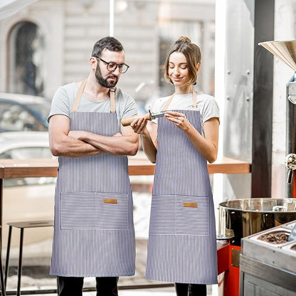 BeLuyi 2 Pack Adjustable Bib Apron with 2 Pockets Chef Cooking Kitchen Restaurant Aprons for Women Men - Image 5