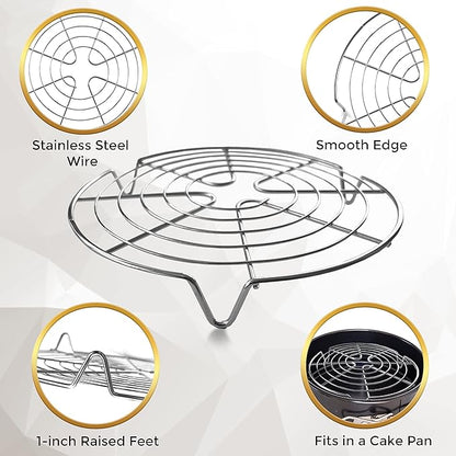 KITCHENATICS Round Cooling Racks for Cooking & Baking, Stainless Steel Steamer Rack, Canning Rack, Cake Cooling Rack - Circle Wire Cooling Rack for Air Fryer, Instapot, Cake Pans - 3PC 7.5", 9", 10.5"