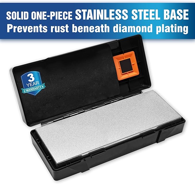 SHARPAL 162N Double-sided Diamond Sharpening Stone Whetstone Knife Sharpener |Coarse 325 / Extra Fine 1200 Grit | Storage Case with NonSlip Base & Angle Guide (8 in. x 3 in.) Mothers Day Gifts - Image 5